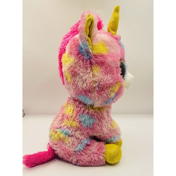 Ty Beanie Boo  Fantasia The Unicorn  Pink w/Golden Horn Medium 9" P1 - Picture 4 of 6